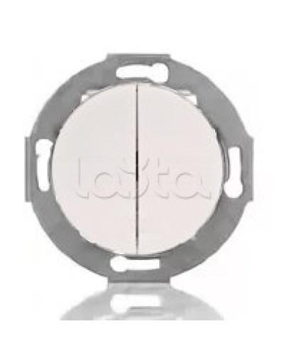 Выключатель двухклавишный Экопласт (схема 5) 10 A, 250 B (белый) Vintage в Хабаровске Розетки компьютерные и телефонные Pintop.ru