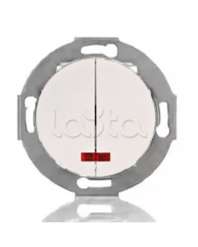 Выключатель двухклавишный Экопласт (схема 5L) с индикатором 10 A, 250 B (белый) Vintage в Хабаровске Розетки компьютерные и телефонные Pintop.ru