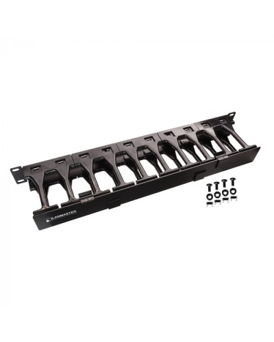 Кабельный органайзер 19 c пластиковыми пальцами глубиной 106 мм и крышкой, 2U LANMASTER (LAN-ORG-PF/S-2U) в Хабаровске Кабельные органайзеры Pintop.ru