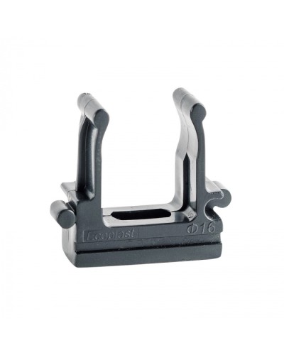 CF16G Держатель (клипса), без галогена, для труб D16мм, цвет чёрный (50шт)Экопласт (41716-50HF-BL) в Хабаровске Держатели, клипсы, скобы Pintop.ru