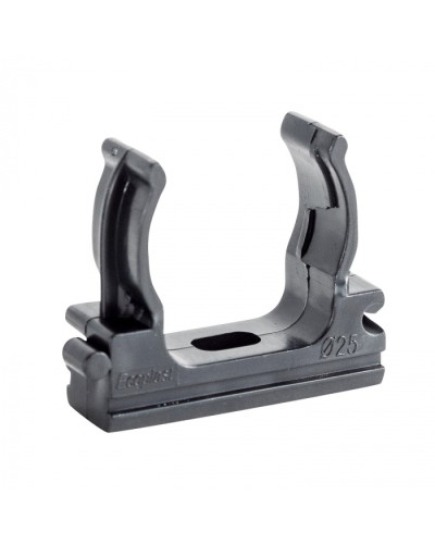 CF25G Держатель (клипса), без галогена, для труб D25мм, цвет чёрный (10шт) Экопласт (41725-10HF-BL) в Хабаровске Держатели, клипсы, скобы Pintop.ru