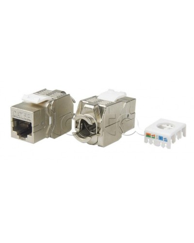 Вставка Keystone Jack RJ-45(8P8C) Hyperline KJ8-8P8C-C5e-180-TLS-SH-F-WH в Хабаровске Модули Keystone Pintop.ru