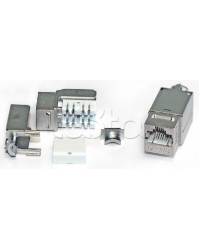 Вставка Keystone Jack RJ-45(8P8C), категория 6A, экранированная, 110 IDC, заделка с помощью NE-TOOL, белая Hyperline KJNE-8P8C-C6A-90-SH-F-WH в Хабаровске Модули Keystone Pintop.ru