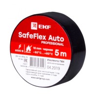 Изолента ПВХ 15мм 5м черный серии SafeFlex Auto EKF (plc-iz-sfau-b)