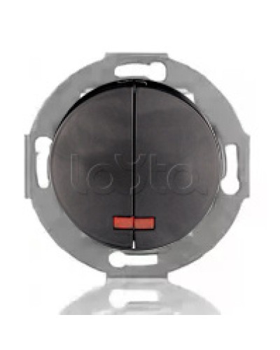 Выключатель двухклавишный Экопласт (схема 5L) с индикатором 10 A, 250 B (черный ) Vintage в Хабаровске Розетки компьютерные и телефонные Pintop.ru