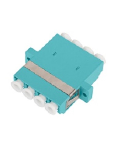 Адаптер NIKOMAX волоконно-оптический, соединительный, многомодовый, стандарта OM3, LC/UPC-LC/UPC, квадро, пластиковый, без шторки, с фланцами, аква, уп-ка 2шт. в Хабаровске Проходные адаптеры и розетки оптические Pintop.ru