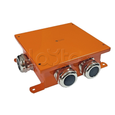 SMB120 Коробка металлическая, огн. E-110,о/п 120х120х60, 1 метал. гермоввод 14-22мм. + 3 метал. заглушки, IP66, 6P, (2,5-16 мм2), цвет оранж. Экопласт (56434E)