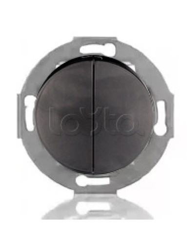 Выключатель двухклавишный Экопласт (схема 5) 10 A, 250 B (черный ) Vintage в Хабаровске Розетки компьютерные и телефонные Pintop.ru