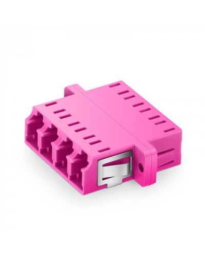 Оптический адаптер OM4, квадро LC, с фланцами, пурпурный Eurolan (36A-40-4L-02MG) в Хабаровске Проходные адаптеры и розетки оптические Pintop.ru