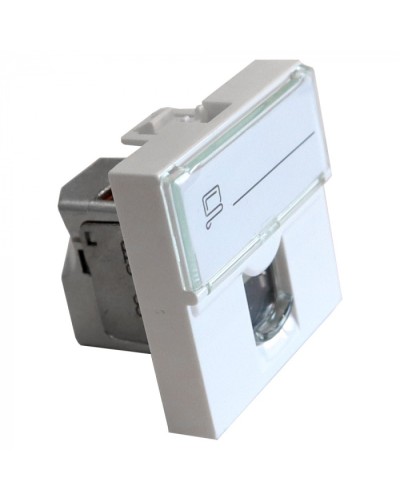 Вставка Mosaic 45x45, RJ-45 STP, кат.6, со шторкой и увеличенным окном маркировки, белая LANMASTER LAN-SIP-23S6-WH в Хабаровске Модули Keystone Pintop.ru