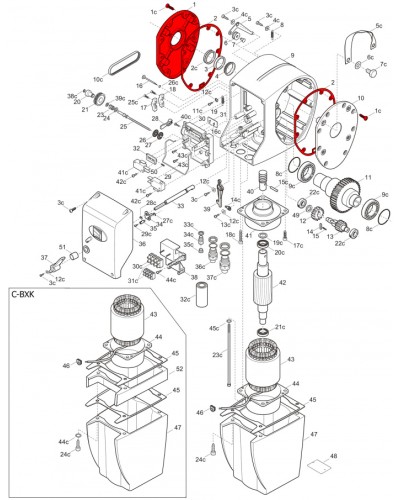 Правая крышка редуктора C-BX Came 119RICX026 в Хабаровске Запчасти для шлагбаумов и автоматики Pintop.ru