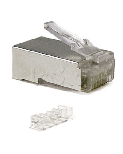 Коннектор RJ-45 под витую пару, категория 6 (50 µ/ 50 микродюймов), экранированный, универсальный (для одножильного и многожильного кабеля), со вставкой Cabeus 8P8C-SH-C6-TWP в Хабаровске Коннекторы и разъемы Pintop.ru