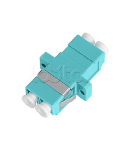 Адаптер NIKOMAX волоконно-оптический, соединительный, многомодовый, стандарта OM3, LC/UPC-LC/UPC, двойной, пластиковый, без шторки, с фланцами, аква, уп-ка 2шт. NIKOMAX (NMF-OA2M3-FN-LCU-LCU-AQ-2) в Хабаровске Проходные адаптеры и розетки оптические Pint