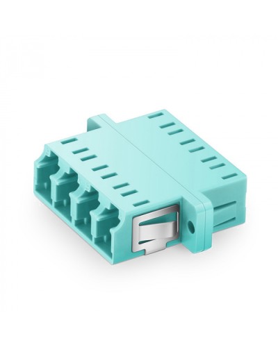 Оптический адаптер OM3, квадро LC, с фланцами, бирюзовый Eurolan (36A-30-4L-02AQ) в Хабаровске Проходные адаптеры и розетки оптические Pintop.ru