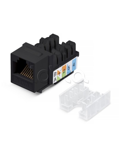 Вставка Keystone Jack RJ-45, категория 6, заделка тип 110, черная, со стяжкой Cabeus KJ-RJ45-Cat.6-90-SW-BK в Хабаровске Модули Keystone Pintop.ru