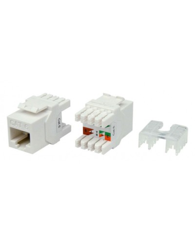 Вставка Keystone Jack RJ-45(8P8C) Hyperline KJ8-8P8C-C6-180-WH в Хабаровске Модули Keystone Pintop.ru