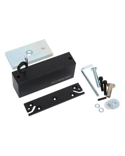 Электромагнитный влагозащищенный замок AccordTec ML-300П с планкой, цвет черный в Хабаровске Электромагнитные замки Pintop.ru