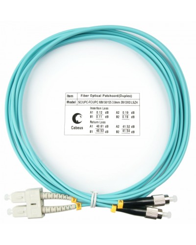Шнур оптический duplex SC-FC 50/125 mm OM3 3м LSZH Cabeus FOP-50-SC-FC-3m в Хабаровске Патч-корды и пигтейлы Pintop.ru