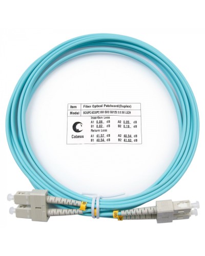 Шнур оптический duplex SC-SC 50/125 mm OM3 3м LSZH Cabeus FOP-50-SC-SC-3m в Хабаровске Патч-корды и пигтейлы Pintop.ru