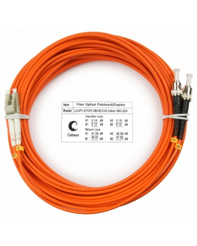 Шнур оптический duplex LC-ST 62,5/125 mm 10м LSZH Cabeus FOP-62-LC-ST-10m в Хабаровске Патч-корды оптические Pintop.ru