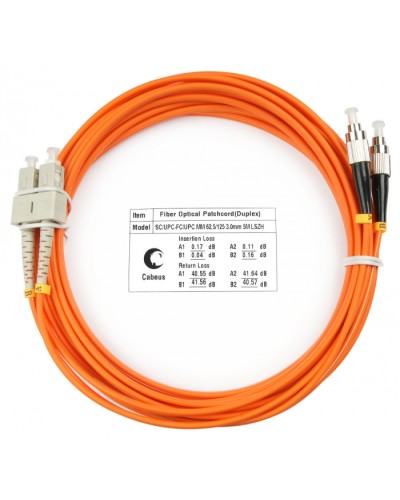 Шнур оптический duplex SC-FC 62,5/125 mm 5м LSZH Cabeus FOP-62-SC-FC-5m в Хабаровске Патч-корды оптические Pintop.ru