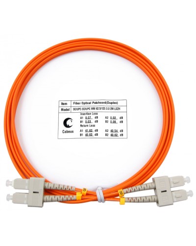 Шнур оптический duplex SC-SC 62,5/125 mm 2м LSZH Cabeus FOP-62-SC-SC-2m в Хабаровске Патч-корды оптические Pintop.ru