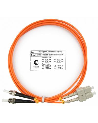 Шнур оптический duplex SC-ST 62,5/125 mm 1,5м LSZH Cabeus FOP-62-SC-ST-1,5m в Хабаровске Патч-корды оптические Pintop.ru