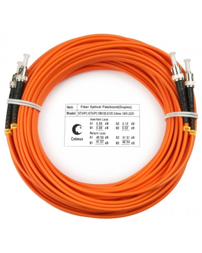 Шнур оптический duplex ST-ST 62,5/125 mm 15м LSZH Cabeus FOP-62-ST-ST-15m в Хабаровске Патч-корды оптические Pintop.ru