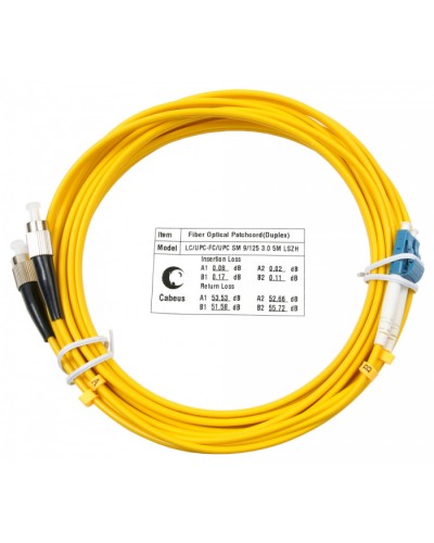 Шнур оптический duplex LC-FC 9/125 sm 5м LSZH Cabeus FOP(d)-9-LC-FC-5m в Хабаровске Патч-корды оптические Pintop.ru