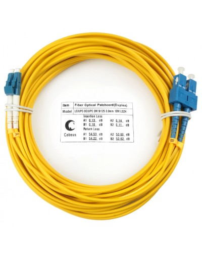 Шнур оптический duplex LC-SC 9/125 sm 15м LSZH Cabeus FOP(d)-9-LC-SC-15m в Хабаровске Патч-корды оптические Pintop.ru