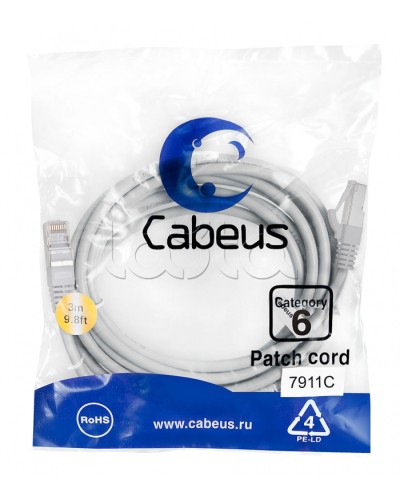Патч-корд Cabeus PC-FTP-RJ45-CAT.6-3M-LSZH в Хабаровске Патчкорды (медные) Pintop.ru