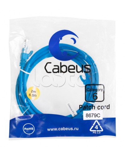 Патч-корд U/UTP Cabeus PC-UTP-RJ45-Cat.6-2m-BL-LSZH в Хабаровске Патчкорды (медные) Pintop.ru