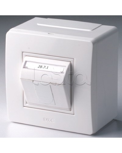 Коробка в сборе с 1 розеткой RJ45, кат.5е (телефон / компьютер), белая DKC 10665 в Хабаровске Распределительные коробки Pintop.ru