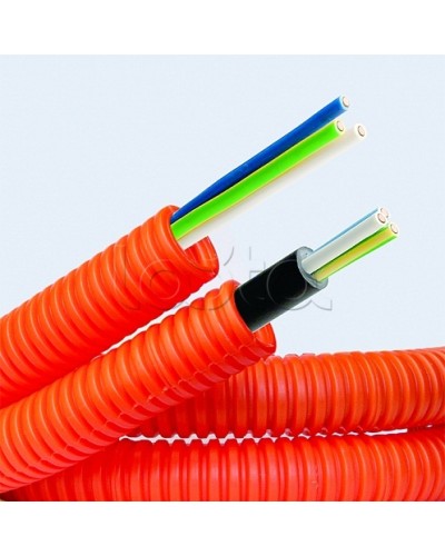 Электротруба ПНД гибкая гофр. д.16мм, цвет оранжевый, с кабелем ВВГнг(А)-LS 3х1,5мм² РЭК ГОСТ+, 100м DKC 7L916100 в Хабаровске Труба гофрированная Pintop.ru