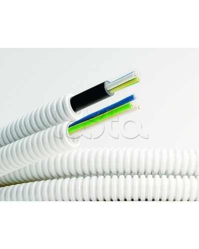 Электротруба ПВХ гибкая гофр. д.20мм, цвет серый, с кабелем ВВГнг(А)-LS 3х2,5мм² РЭК ГОСТ+, 100м DKC 9S920100 в Хабаровске Труба гофрированная Pintop.ru