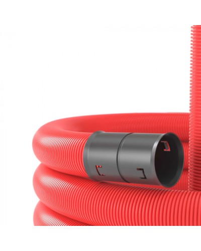 Двустенная труба ПНД гибкая для кабельной канализации д.40мм с протяжкой, SN18, 500Н, 50м, красный DKC 121940 в Хабаровске Труба гофрированная Pintop.ru