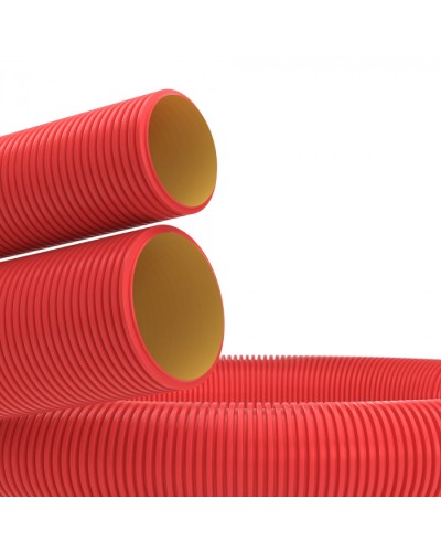 Труба гибкая двустен. 75 мм с протяжкой красная (72 м) DKC (12197572) в Хабаровске Труба гофрированная Pintop.ru