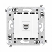 Телефонная розетка RJ-12 без шторки в стену одинарная, "Avanti", "Белое облако" DKC (4400613)