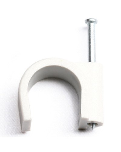Скоба пластиковая с гвоздем, д.13 - 14мм DKC 51900 в Хабаровске Крепежные изделия Pintop.ru