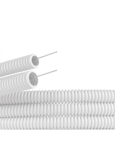 Труба ПЛЛ гибкая гофр. не содержит галогенов д.16мм, ПВ-0, с протяжкой,100м, цвет белый DKC (81816) в Хабаровске Труба гофрированная Pintop.ru