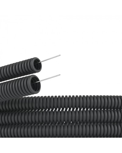 Труба ПВХ гибкая гофрированная. д.20мм, лёгкая с протяжкой, цвет черный (100 м) DKC (91920B) в Хабаровске Труба гофрированная Pintop.ru