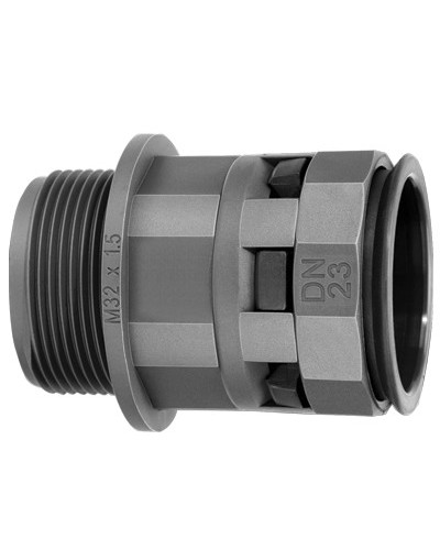 Муфта труба-коробка DN 10 мм, М16х1,5, полиамид, цвет черный DKC PAM10M16N в Хабаровске Повороты, муфты, тройники Pintop.ru