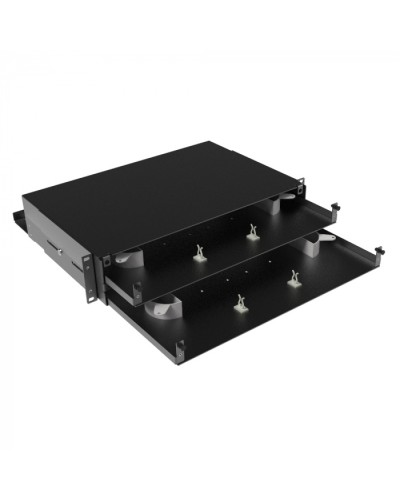 Оптическая полка выдвижная, без лицевой панели, неукомплектованная, 2U, черная DKC RNFPE2U48 в Хабаровске Полки для шкафов и стоек Pintop.ru