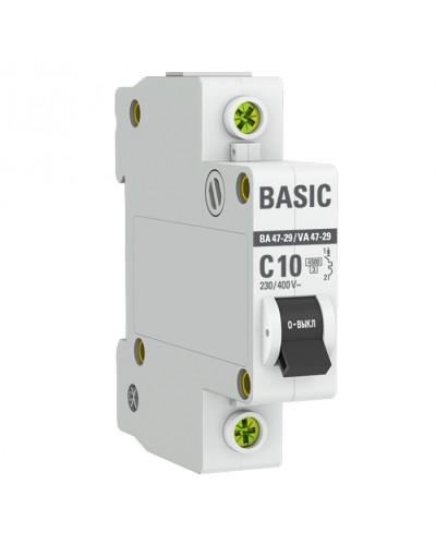 Автоматический выключатель 1P 10А (C) 4,5кА ВА 47-29 EKF Basic (mcb4729-1-10C) в Хабаровске Электротехническое оборудование Pintop.ru