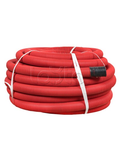 Труба гофр. двустенная ПНД/ПНД гибкая с протяжкой d63 мм (50 м) красная EKF-Plast (tg2st-63-50m) в Хабаровске Труба гофрированная Pintop.ru