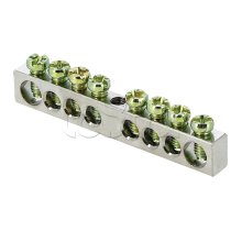 Шина PEN "ноль-земля" (6x9мм) 8 отв. цинк крепеж по центру EKF PROxima (sn1-63-08)