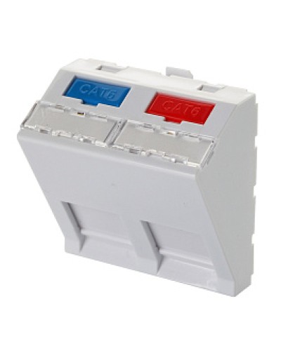 Адаптер 45 × 45 мм для 2 модулей Keystone, наклонный, белый Eurolan (16B-45-04WT) в Хабаровске Модули Keystone Pintop.ru