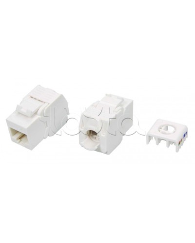 Вставка Keystone Jack RJ-45(8P8C) Hyperline KJ8-8P8C-C5e-180-TLS-WH в Хабаровске Модули Keystone Pintop.ru