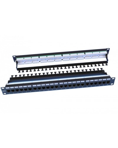 Патч-панель 19, 1U, 24 порта RJ-45, категория 6, Dual IDC, цвет черный Hyperline PP3-19-24-8P8C-C6-110D в Хабаровске Патч панель Pintop.ru