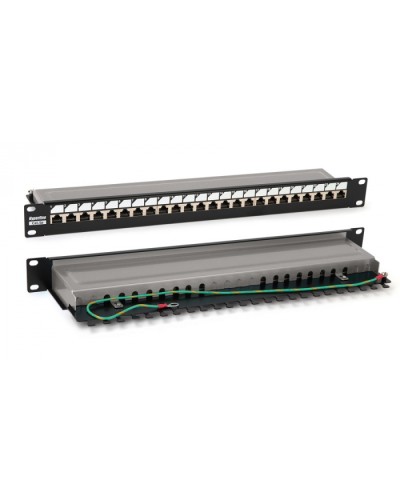 Патч-панель 19, 1U, 24 порта RJ-45 полн. экран., категория 6, Dual IDC, цвет черный Hyperline PP3-19-24-8P8C-C6-SH-110D в Хабаровске Патч панель Pintop.ru